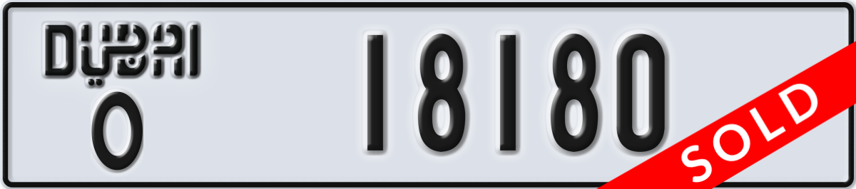 dubai License Plate Number 18180 Code O