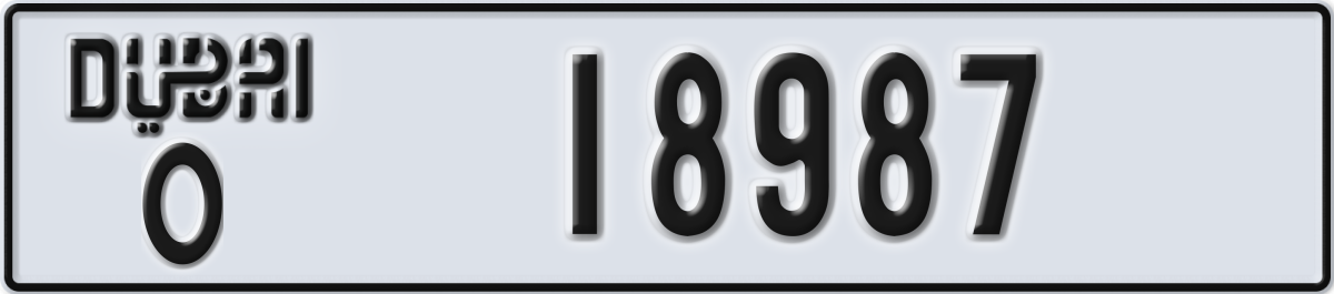 dubai License Plate Number 18987 Code O