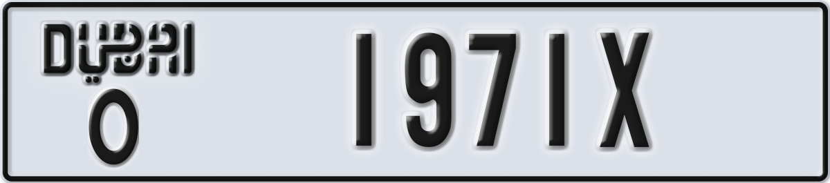 dubai License Plate Number 1971X Code O