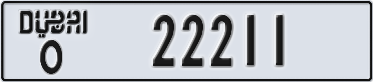dubai License Plate Number 22211 Code O
