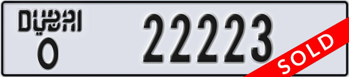 dubai License Plate Number 22223 Code O