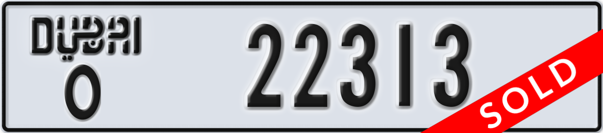 dubai License Plate Number 22313 Code O