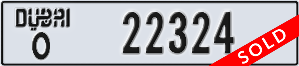 dubai License Plate Number 22324 Code O