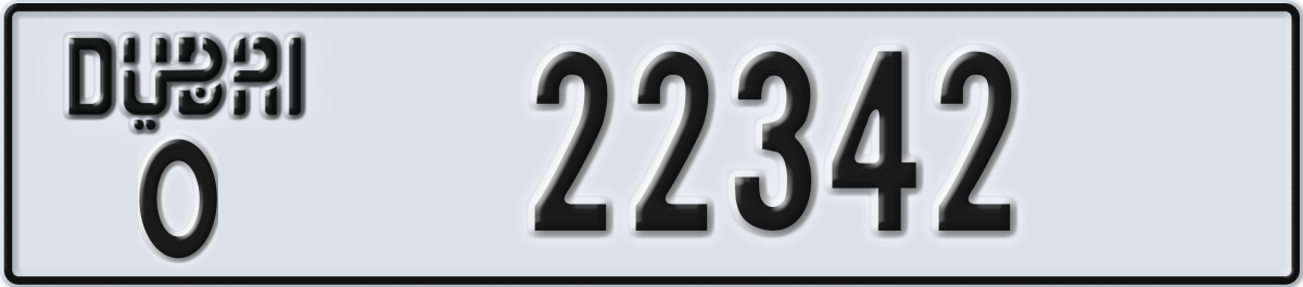 dubai License Plate Number 22342 Code O