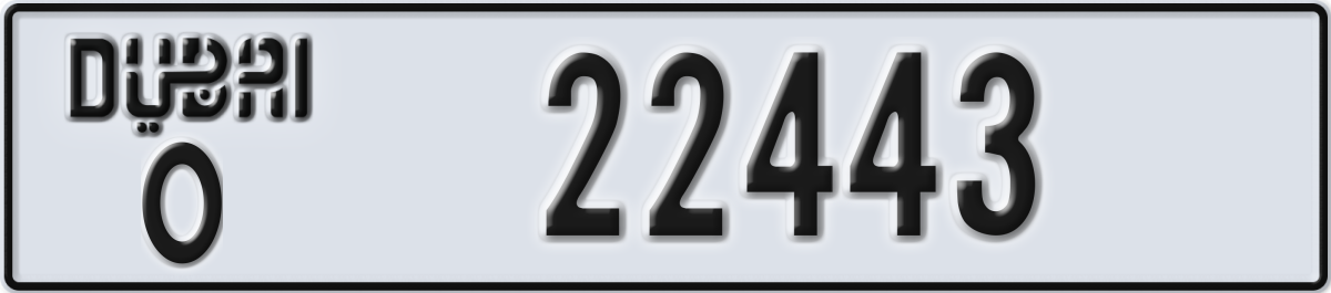 dubai License Plate Number 22443 Code O