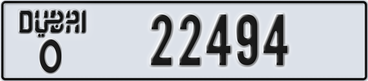 dubai License Plate Number 22494 Code O