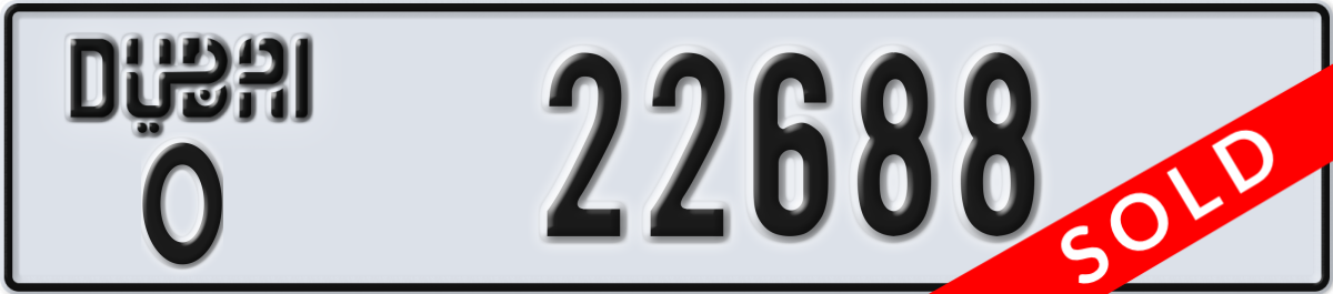 dubai License Plate Number 22688 Code O