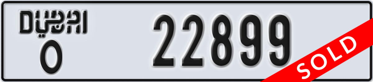 dubai License Plate Number 22899 Code O
