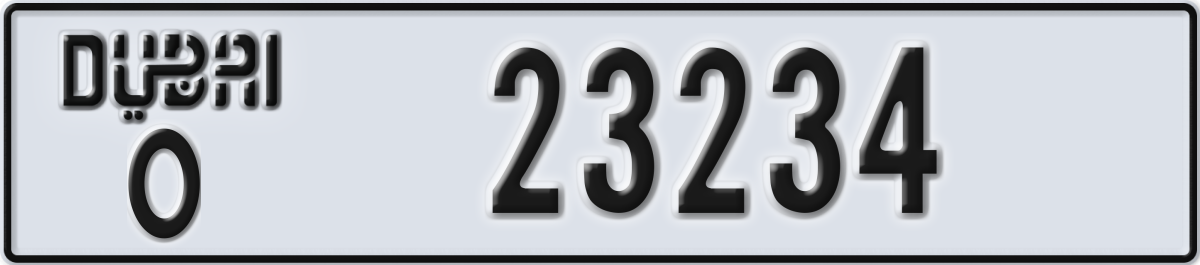 dubai License Plate Number 23234 Code O