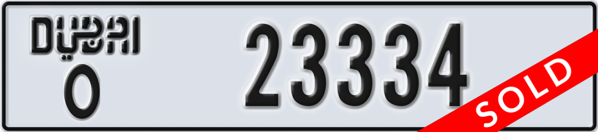 dubai License Plate Number 23334 Code O