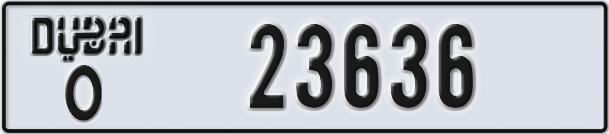 dubai License Plate Number 23636 Code O