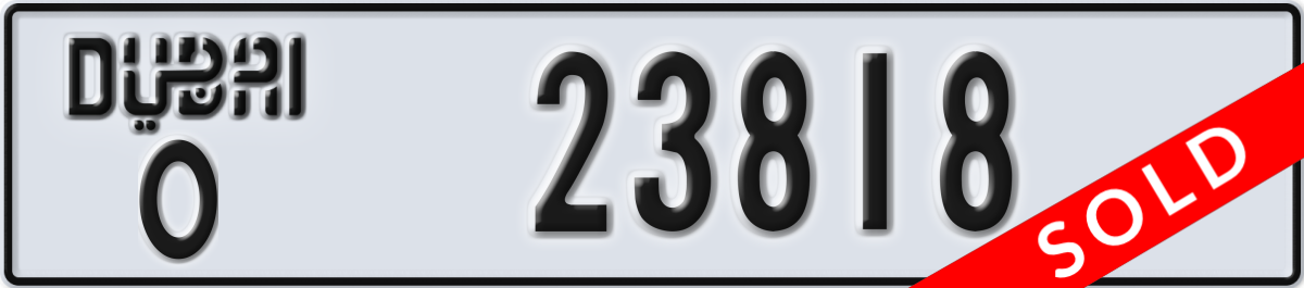 dubai License Plate Number 23818 Code O