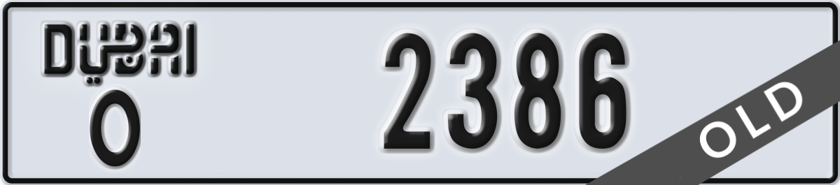 dubai License Plate Number 2386 Code O