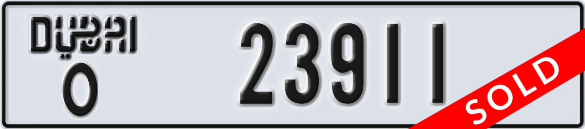 dubai License Plate Number 23911 Code O