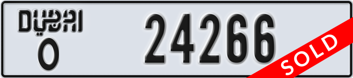 dubai License Plate Number 24266 Code O