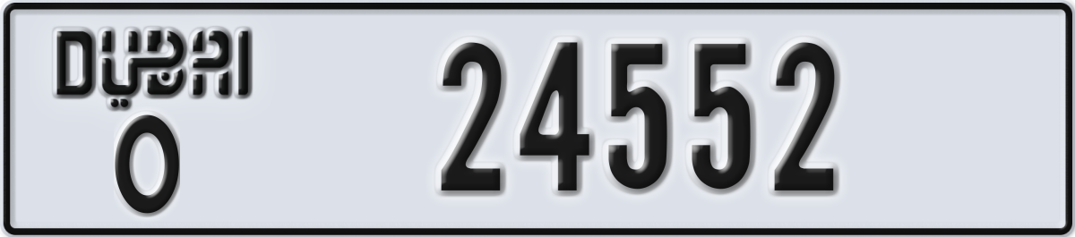 dubai License Plate Number 24552 Code O