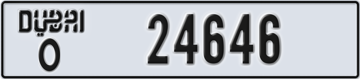 dubai License Plate Number 24646 Code O