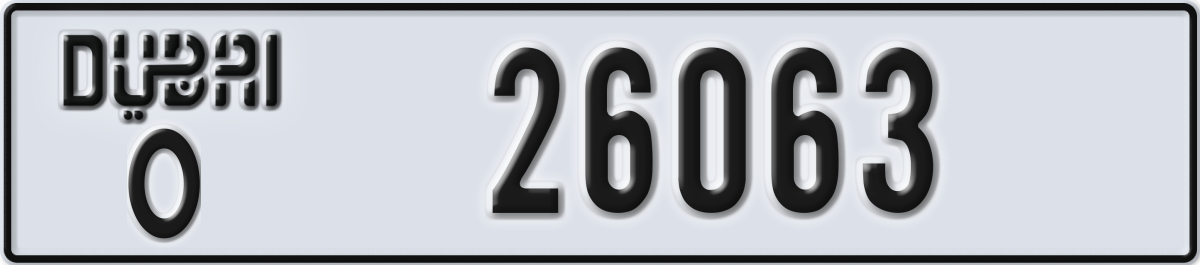 dubai License Plate Number 26063 Code O