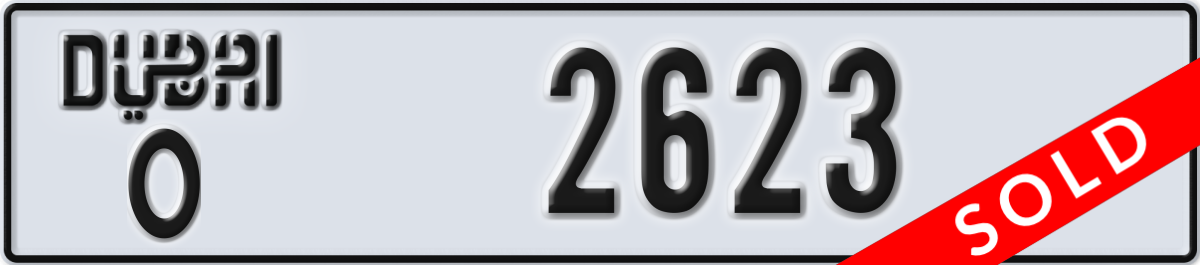dubai License Plate Number 2623 Code O