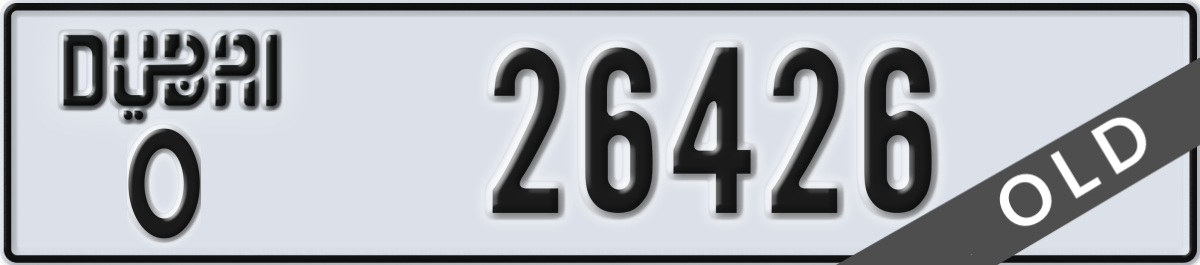 dubai License Plate Number 26426 Code O