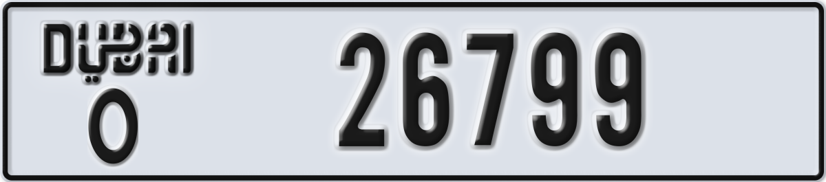 dubai License Plate Number 26799 Code O