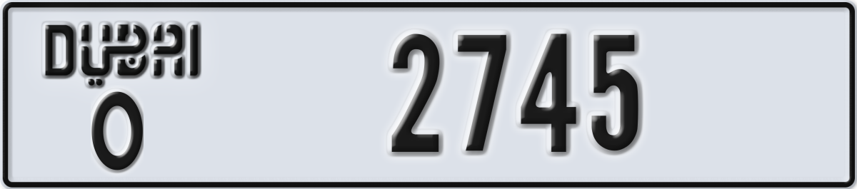 dubai License Plate Number 2745 Code O