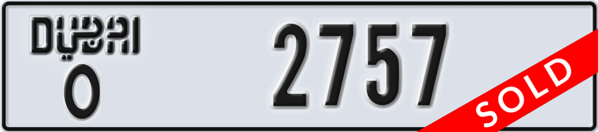 dubai License Plate Number 2757 Code O