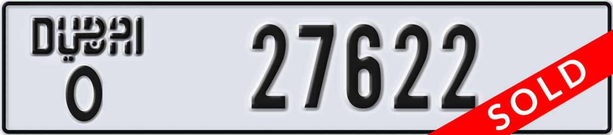 dubai License Plate Number 27622 Code O