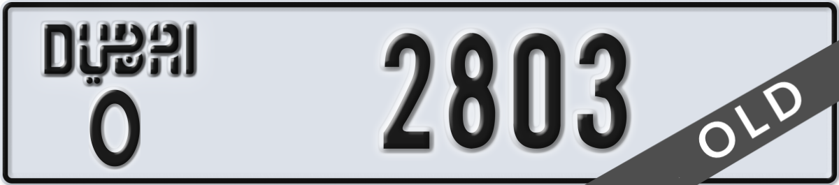 dubai License Plate Number 2803 Code O