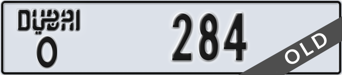 dubai License Plate Number 284 Code O