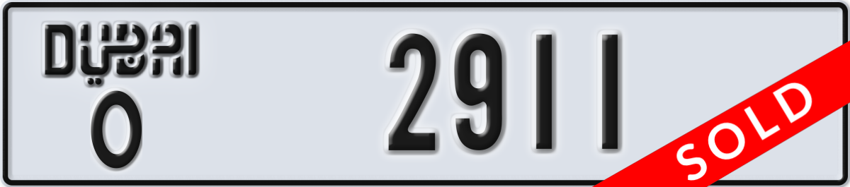 dubai License Plate Number 2911 Code O