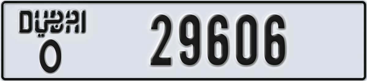 dubai License Plate Number 29606 Code O