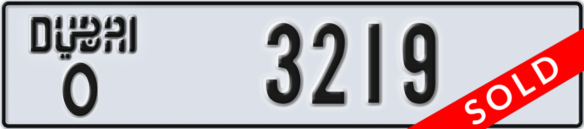 dubai License Plate Number 3219 Code O