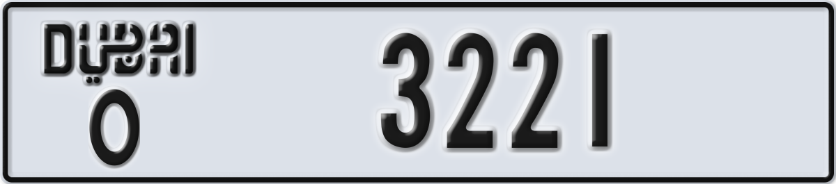 dubai License Plate Number 3221 Code O