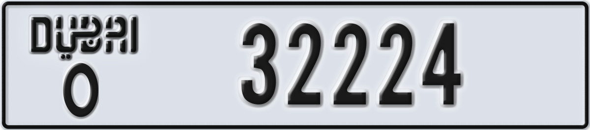 dubai License Plate Number 32224 Code O