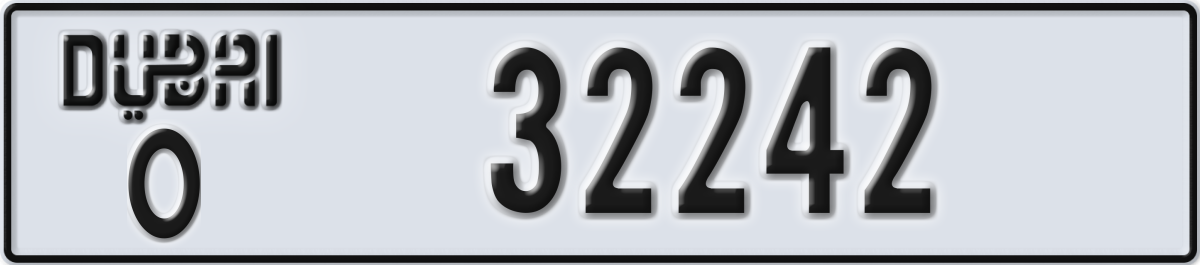 dubai License Plate Number 32242 Code O