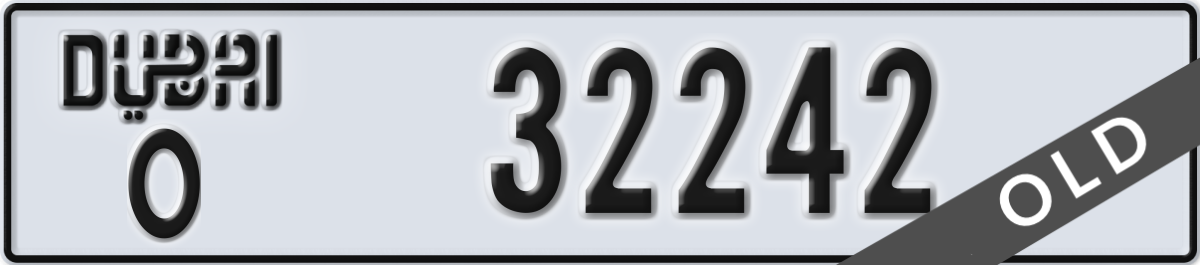 dubai License Plate Number 32242 Code O