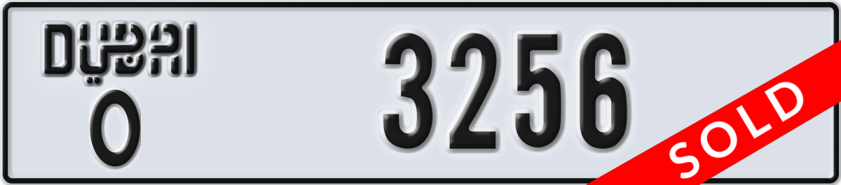dubai License Plate Number 3256 Code O