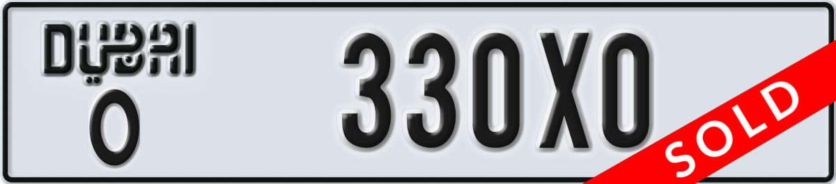 dubai License Plate Number 330X0 Code O