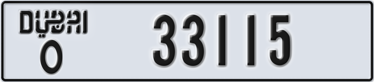 dubai License Plate Number 33115 Code O