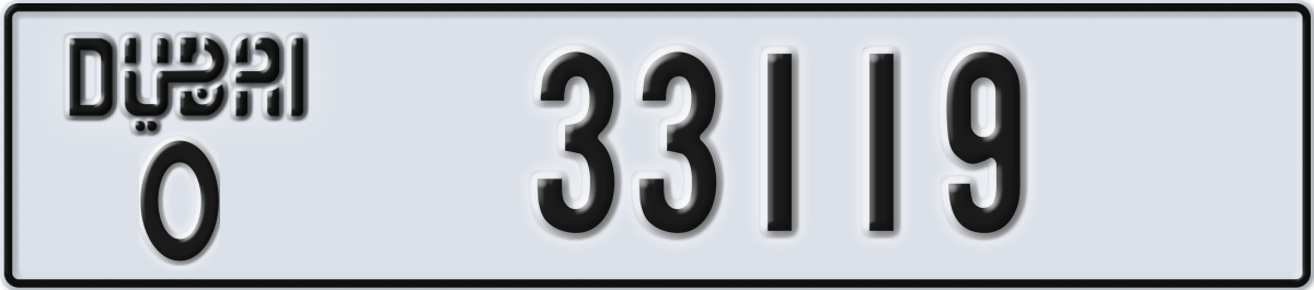 dubai License Plate Number 33119 Code O
