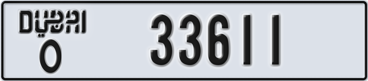 dubai License Plate Number 33611 Code O