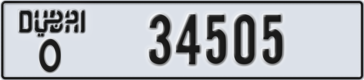 dubai License Plate Number 34505 Code O