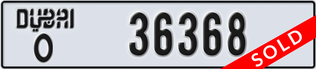 dubai License Plate Number 36368 Code O