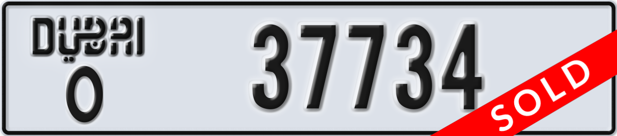dubai License Plate Number 37734 Code O