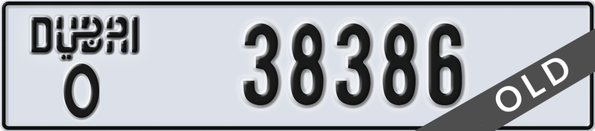 dubai License Plate Number 38386 Code O