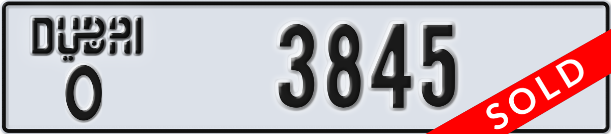 dubai License Plate Number 3845 Code O
