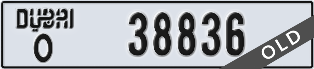 dubai License Plate Number 38836 Code O