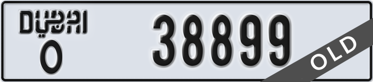 dubai License Plate Number 38899 Code O