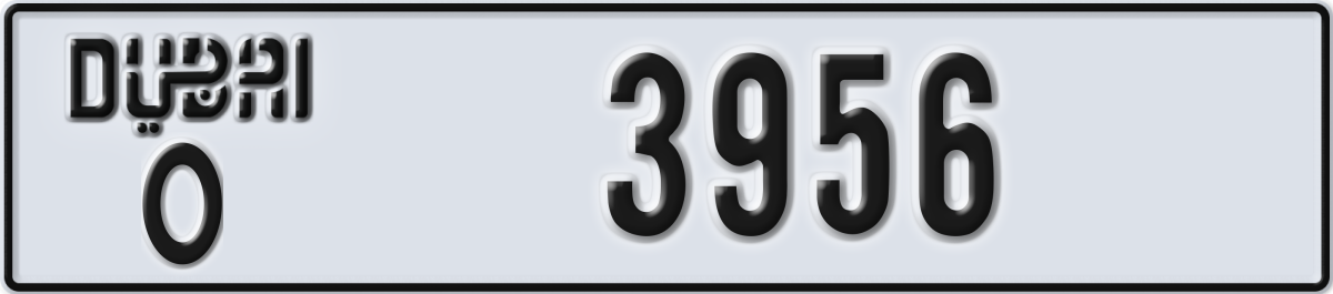 dubai License Plate Number 3956 Code O